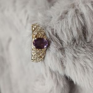 .925 Amethysts and Rhinestone ring